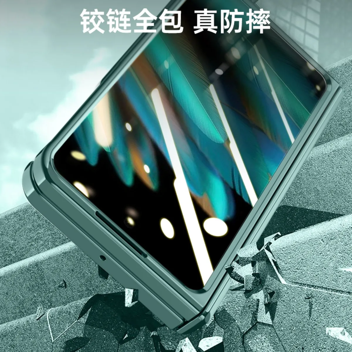 For OPPO Find N2 Case Transparent Electroplated Magnetic Hinge Bracket with Tempered Flim Shockproof Protection Case Accessories