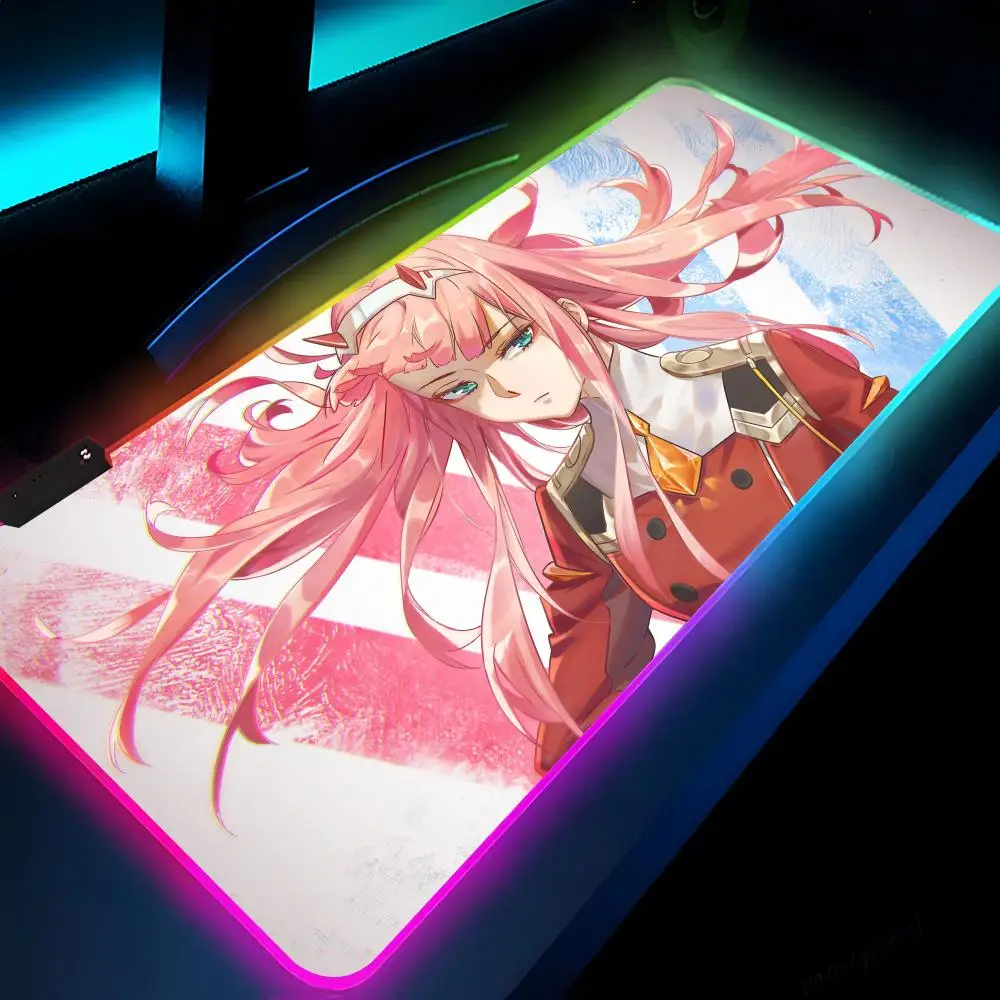 Imagem -06 - Rgb Gaming Led Mouse Pad Almofadas de Mesa pc Desk Mat Teclado Casal Zero Dois Darling no Franxx 900x400 Xxl