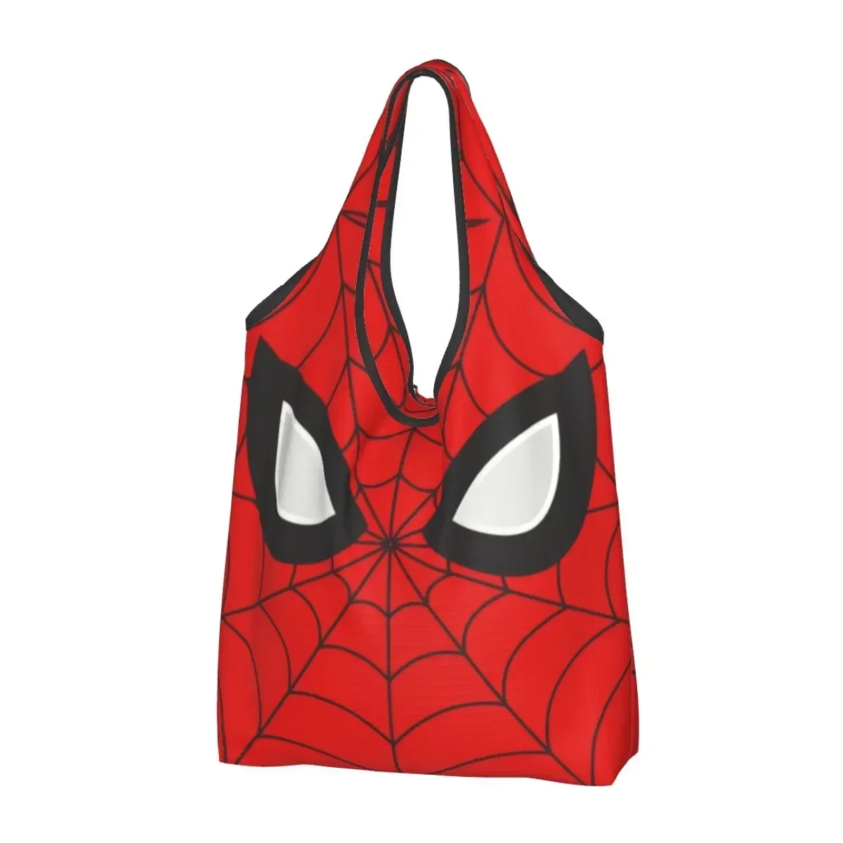 

Funny Printed Classic Red Spider Web Shopping Tote Bags Portable Shoulder Shopper Handbag