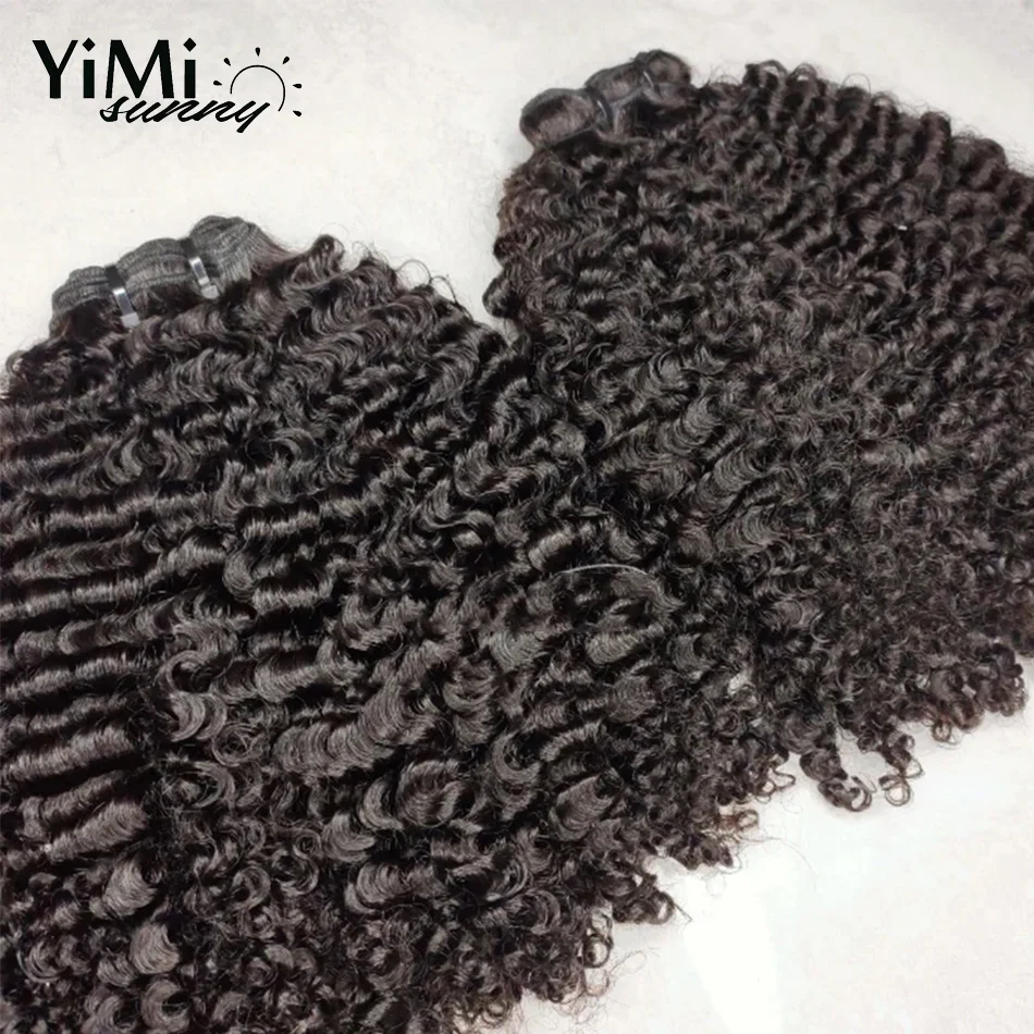 Virgin Birmese Hair Extension 3C 4A Burmese Curly Human Hair Bundles Deals Weft 3/4 Bundle Make Full Head For Women Yimisunny