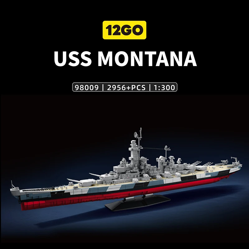 

2956PCS, MOC USS Montana Battleship, DIY 1:30 Scale Building Blocks, Gift for Military Collectors