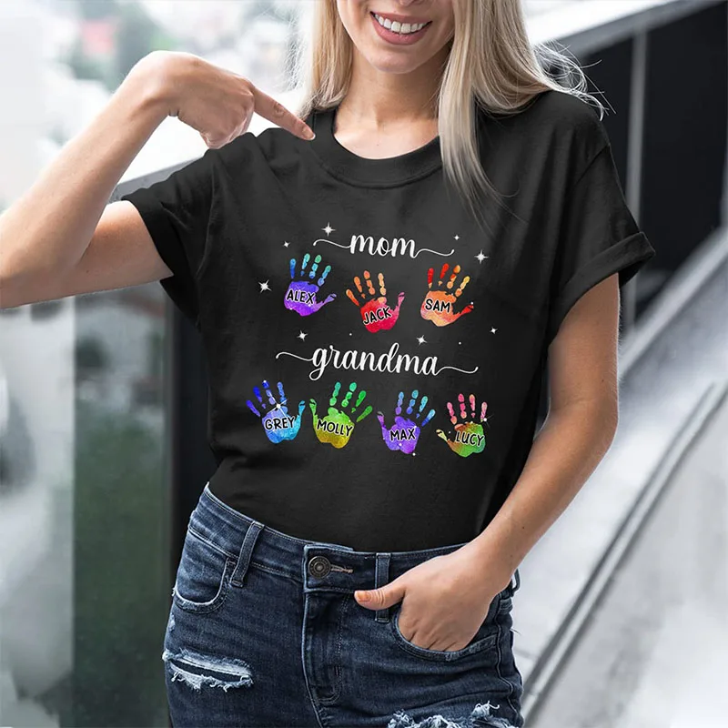 Personalized T Shirt Mothers Day Shirts for Women Custom Shirts for Mothers Day Shirt Mom T-Shirt with Nickname and Kid's Name