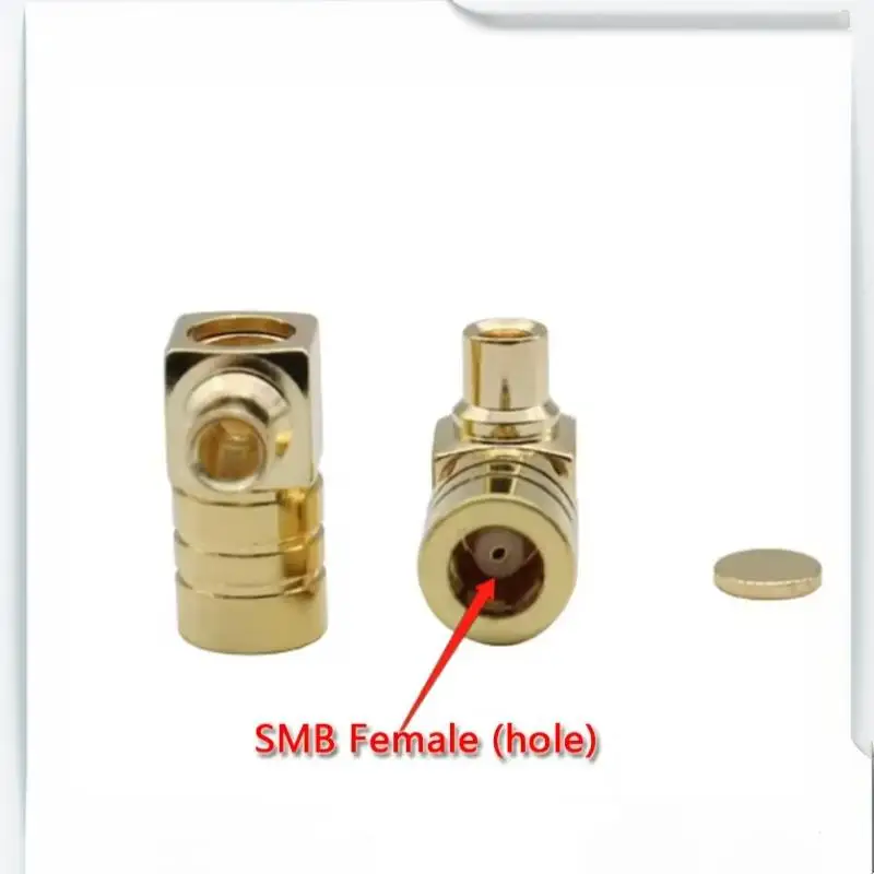 1Pcs Gold Copper 50ohm RF Connector SMB Female 90 Degree Right Angle Type L Solder For Semi-Rigid RG405 RG086 0.086