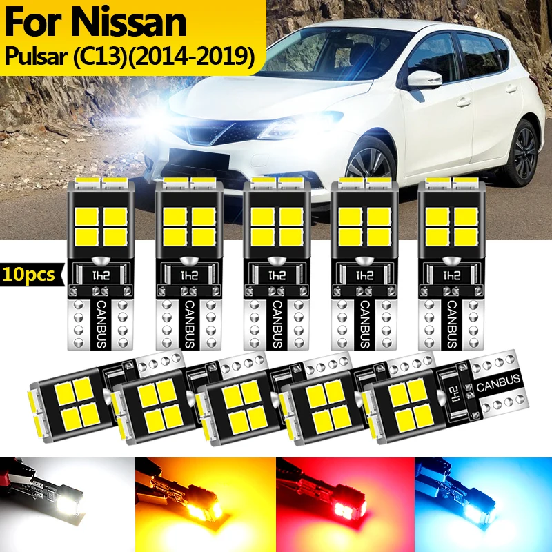 

10 шт. 12 В для Nissan Pulsar C13 2014 2015 2016-2019, светодиодный габаритный фонарь, стояночная лампа W5W T10 194 Canbus, автомобильные аксессуары