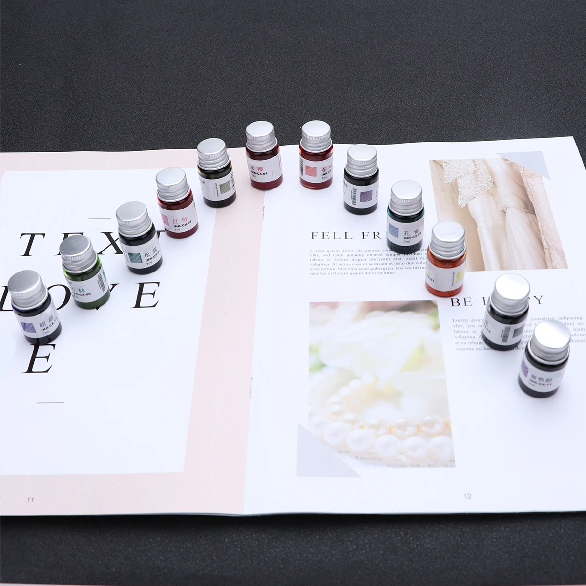

12 Pcs Gold Powder Ink Luminous Paint Non Toxic Colored Bottled Fountain Pen Eco Friendly Art Painting Daily Writing Stable