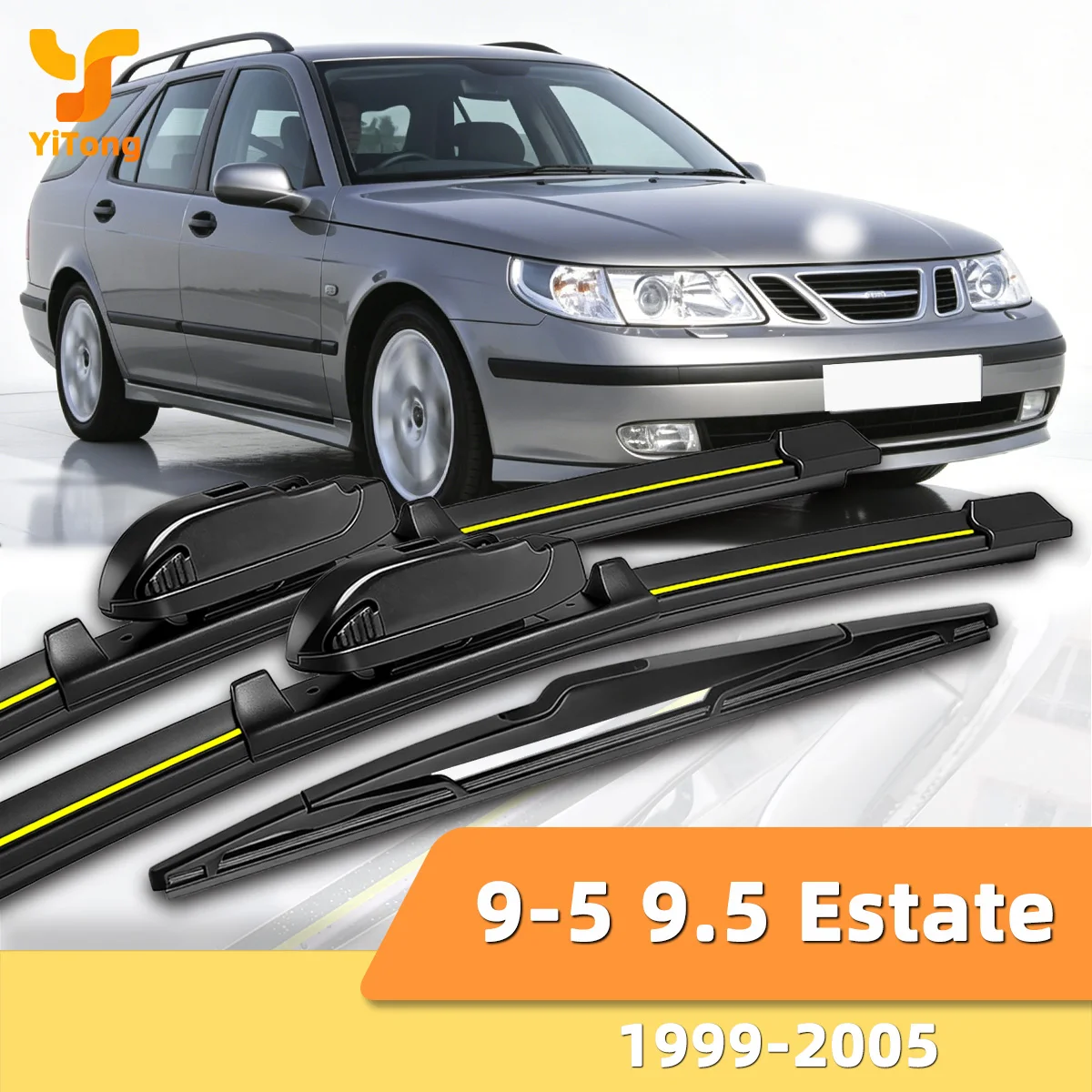 Geeignet für Saab 9-5 9.5 Estate 1999–2005. Scheibenwischer vorne und hinten. Langlebiges Zubehör für Autoscheiben 2000 2002