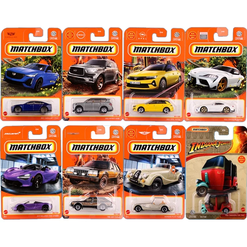 24H Matchbox Car Boy Toys 1/64 Diecast Toyota Supra Tangiers Tuk Tuk Morgan McLaren Spider Opel Astra Amc Eagle Metal Model Gift