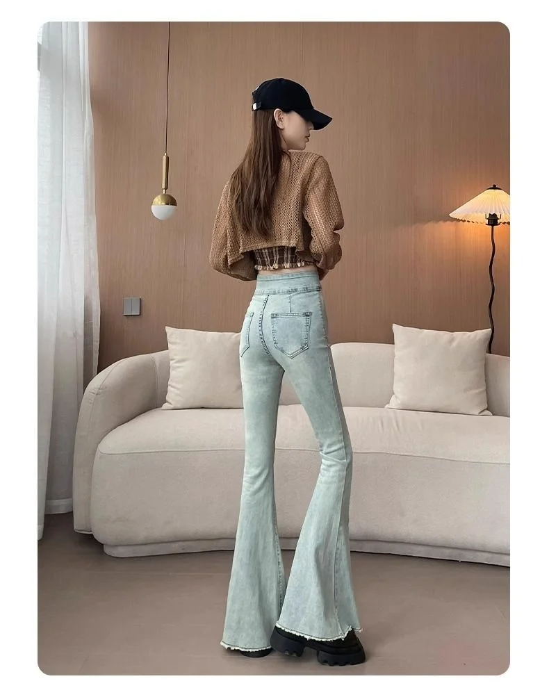 

Женские джинсы Bootcut, винтажные Y2K Kawaii, милые, художественные, легкие, подходящие, качественные, желтые, с царапинами, в плотную полоску