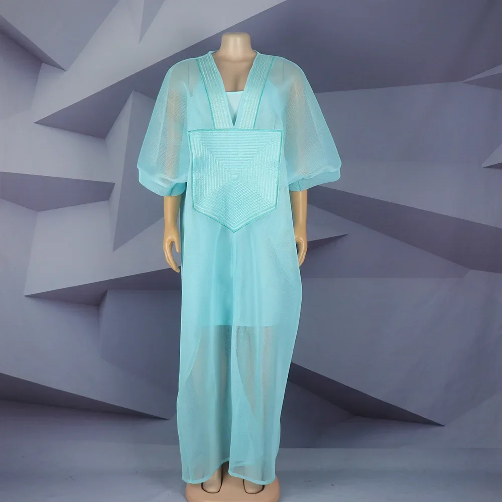 Afrikanische Kleider für Frauen, Abaya-Innenkleid, 2-teiliges Set, Boubou-Fledermaus, kurzärmelig, Party, übergroß, lockere Robe, afrikanische arabische Outfits