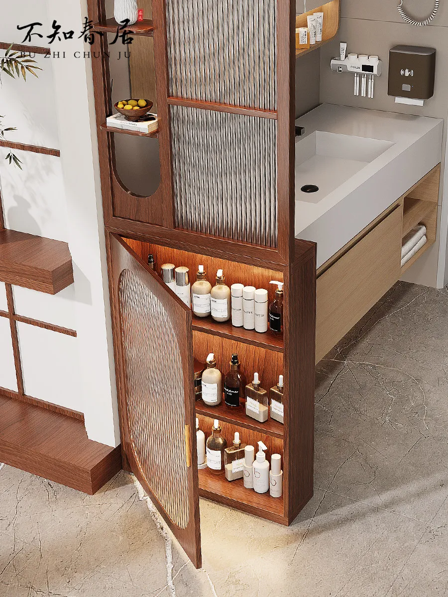 Entry entrance glass screen partition locker living room dining room solid wood wine cabinet bathroom half wall modern simplicit