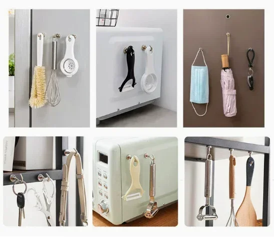 6Pcs Strong Magnetic Hooks Punch-Free Wall Magnet Hook for Keys Coat Hanging Hanger Kitchen Fridge Bathroom Office Organizer