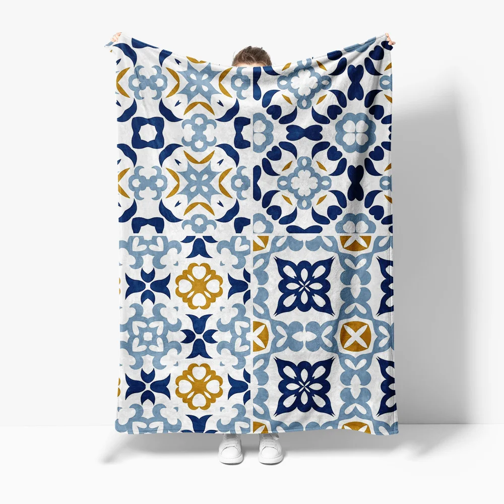 

Одеяло с узором в марокканской плитке, хлопковое покрывало для дивана-кровати, декоративное покрывало, чехол для подушки, домашний текстиль