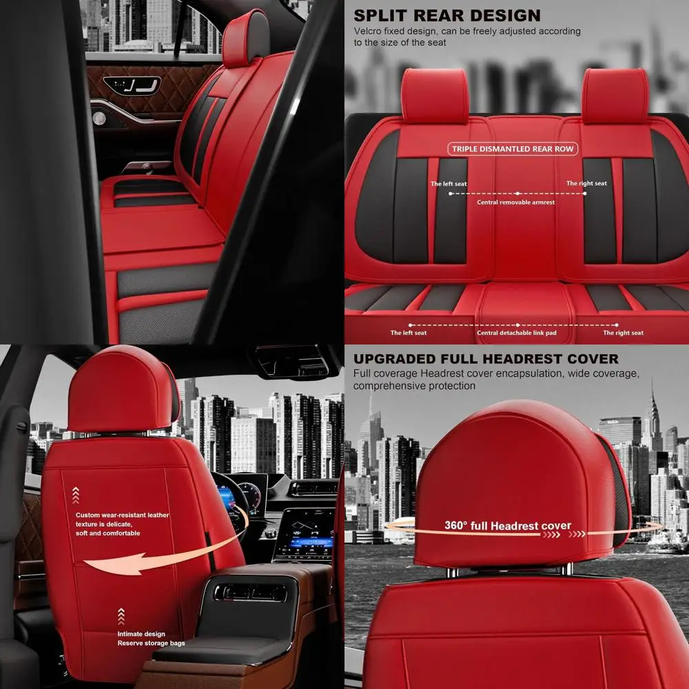 

5 шт. 2025 чехлы на передние и задние автомобильные сиденья, автомобильные аксессуары для интерьера с водонепроницаемой кожей наппа для автомобилей, внедорожников, пикапов, грузовиков Uni