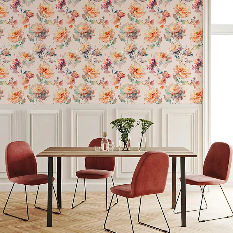 ورق جدران ريفي من الفاوانيا قابل للتقشير واللصق، ورق حائط عتيق مزين بالزهور، ورق اتصال ذاتي اللصق قابل للإزالة لديكور غرفة النوم والحمام