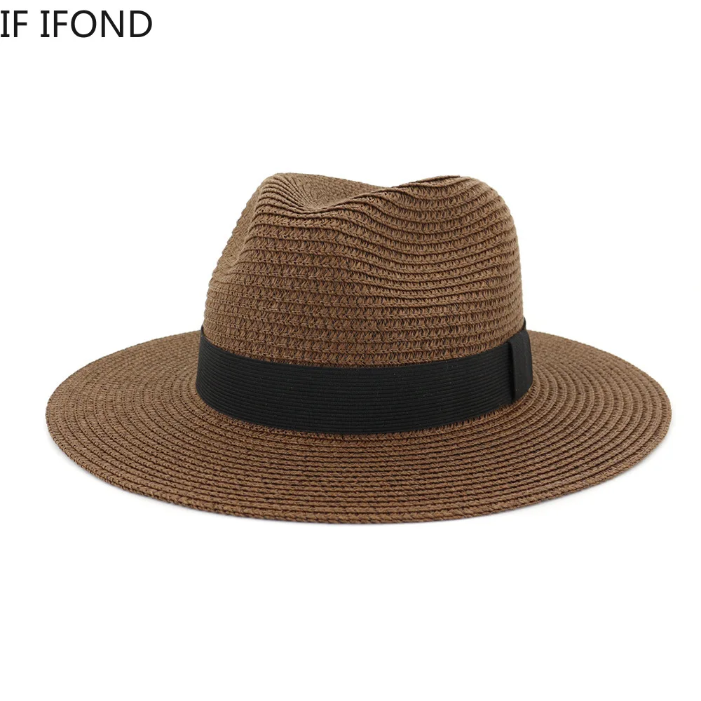 Large Size 60CM Summer Panama Hats For Women Men Wide Brim Beach Jazz Hat Cooling Ladies Sun Straw Hat