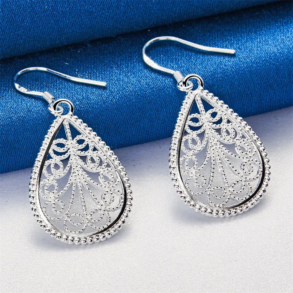 

1 пара изысканных полых серег-подвесок из стерлингового серебра 925 пробы с каплями воды для женщин, модный подарок, свадебные аксессуары