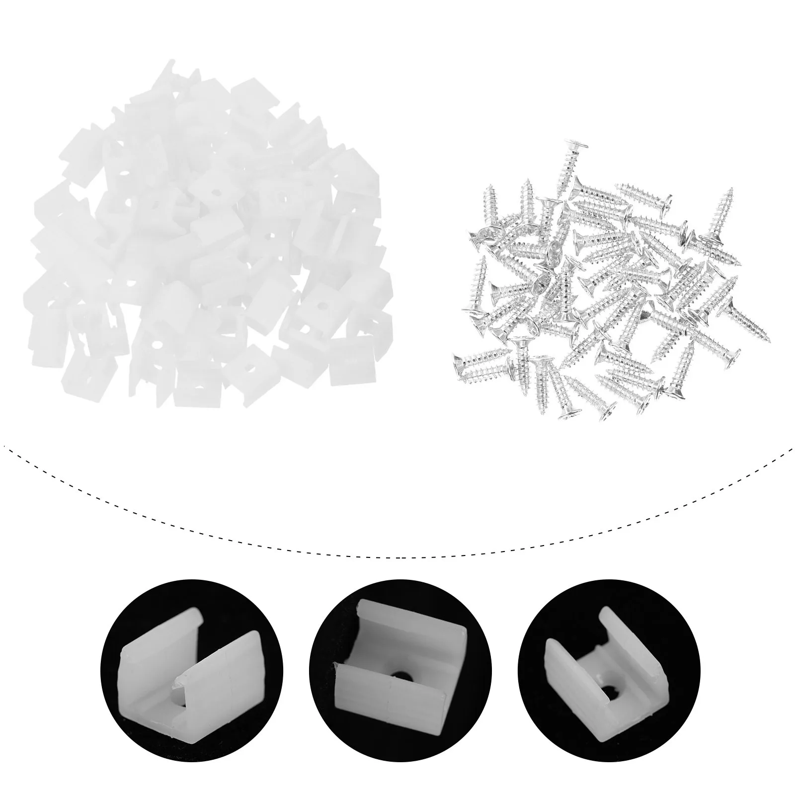 

100Pcs LED Strip Light Clips Plastic Fixing Clips Easy Install Screws Hold Strip Lights Fasteners Light LED Lights Fasteners