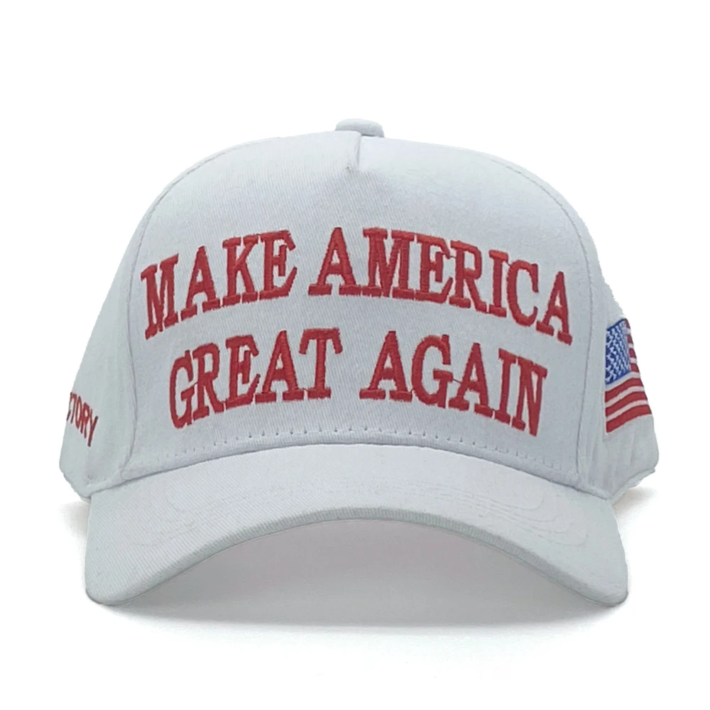 

Patriotic Fans Unisex Trump Victory Design Make America Great Again Embroidered Baseball Cap White USA Flag MAGA Adjustable Hat