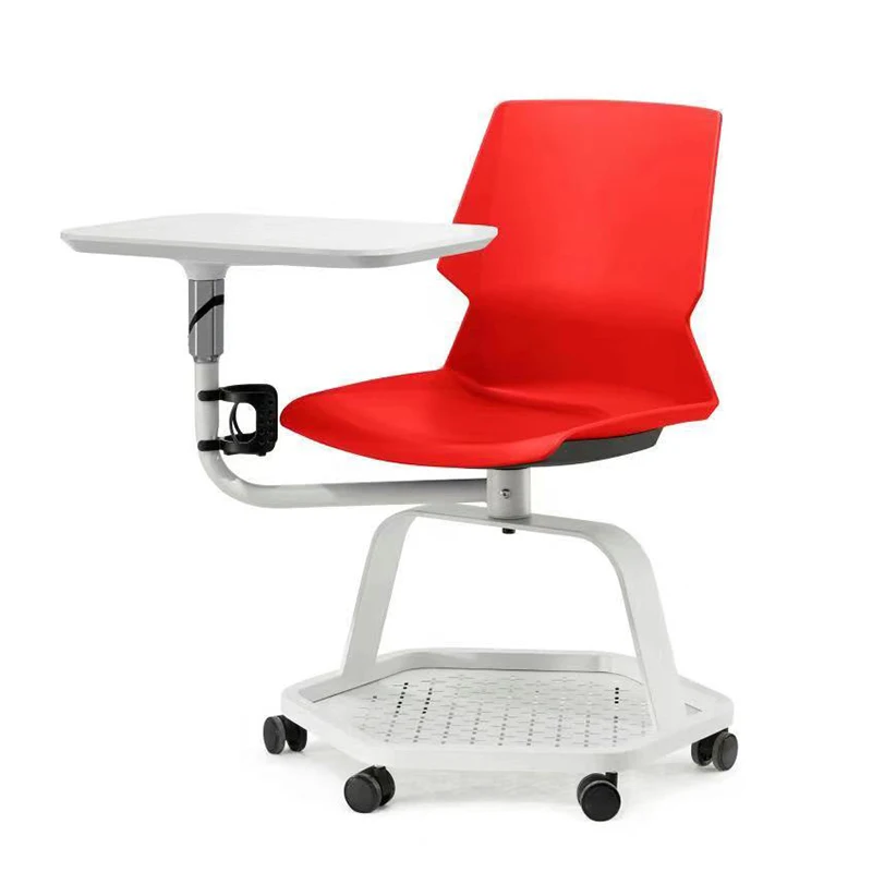 Personnalisé.Meubles d'école de bureau chaises de formation en classe avec chaise en plastique à roulettes avec bloc-notes