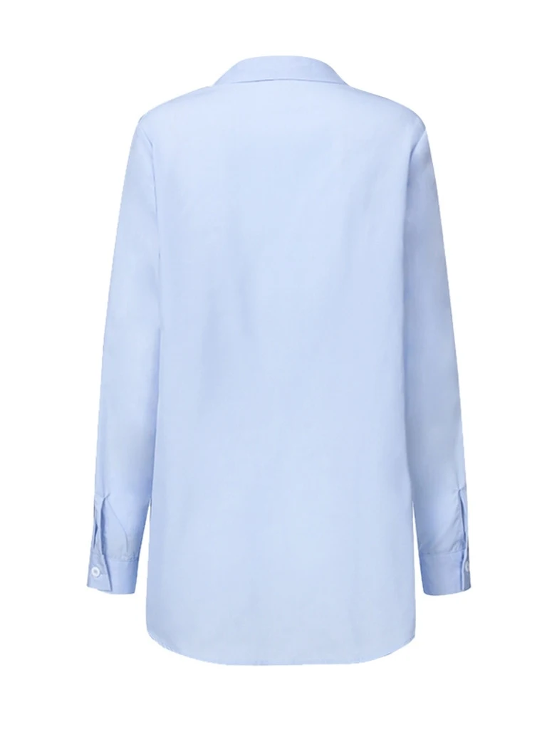 

Fashion Women's Long Sleeve Blouse Ruched Color Block Cleanfit Style Polyester Material A-Line Sleeve Thin Non-deformable Sho...