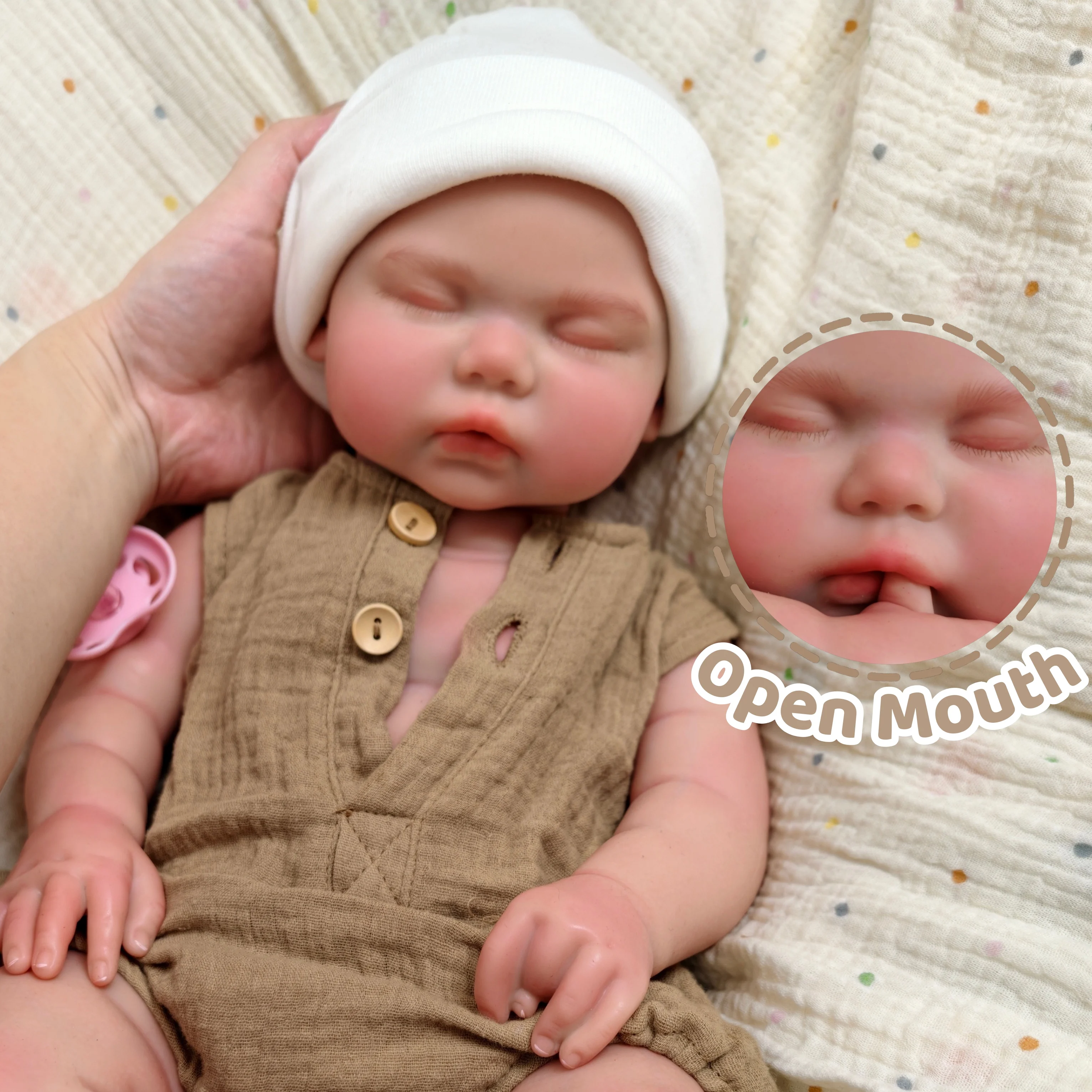 20 Inch Washable Soft Silicone Reborn Doll, Open Mouth, Large Size Lifelike Silicone Doll, Ideal Gift, Bebe Reborn De Silicona
