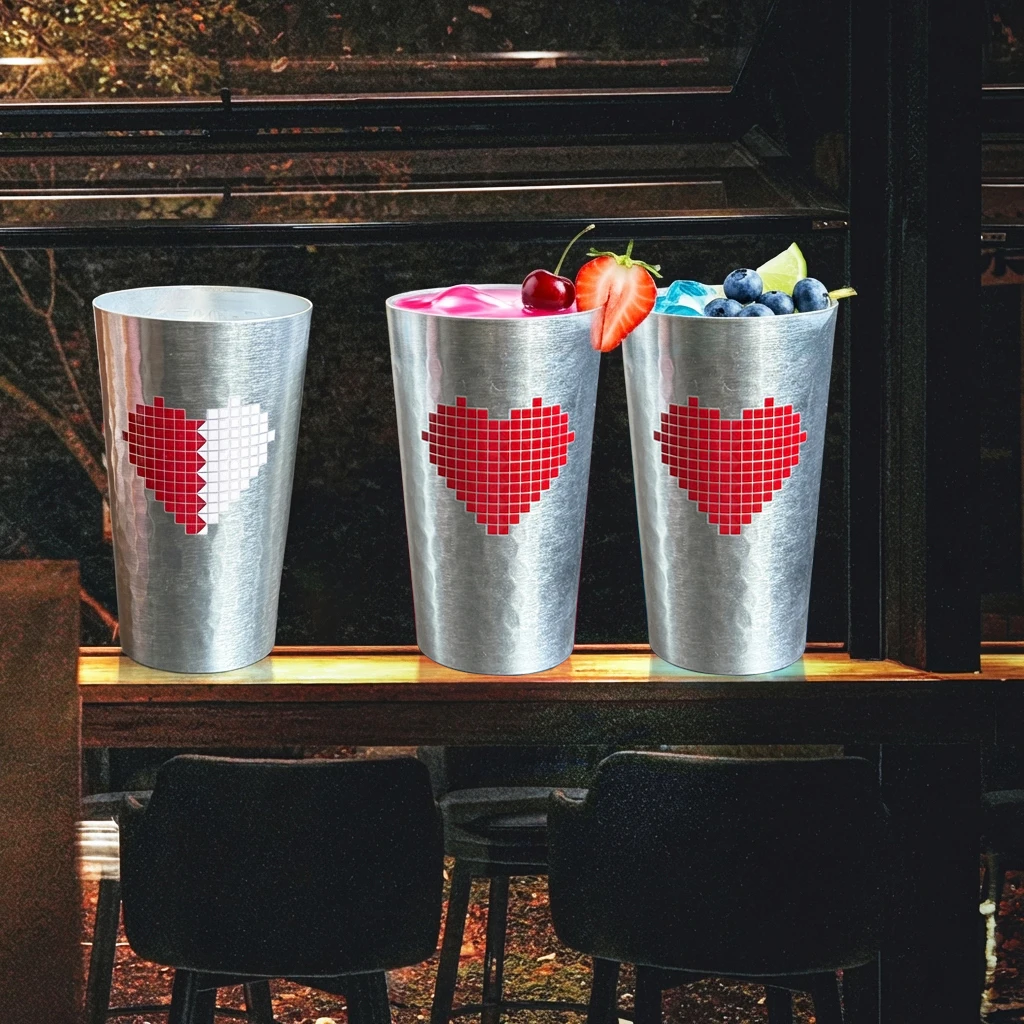 Funny Cold Transformation Half to Whole Heart Aluminum Cup Environmentally Friendly Beer Cup Outdoor Cold Drink Mugs Drinkware
