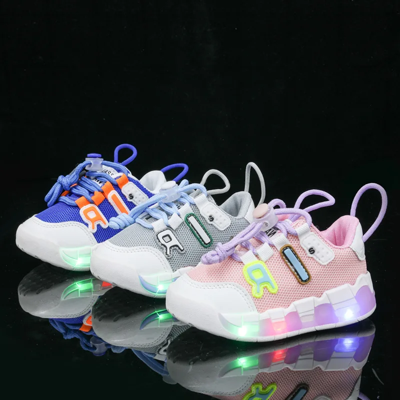 

Zapatillas Mesh LED Lights Kid Sneakers Breathable Autumn Boy Bright Lights shoe Girls Casual Shoe Tennis Shoe Childr Shoe Tenis