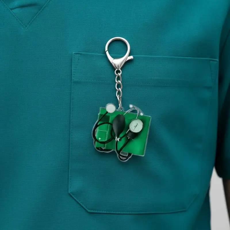 Fun Blood Pressure Monitor Themed Keychain 1Pcs 2D Acrylic Pendant Stylish Backpack Accessory for Doctor Souvenir