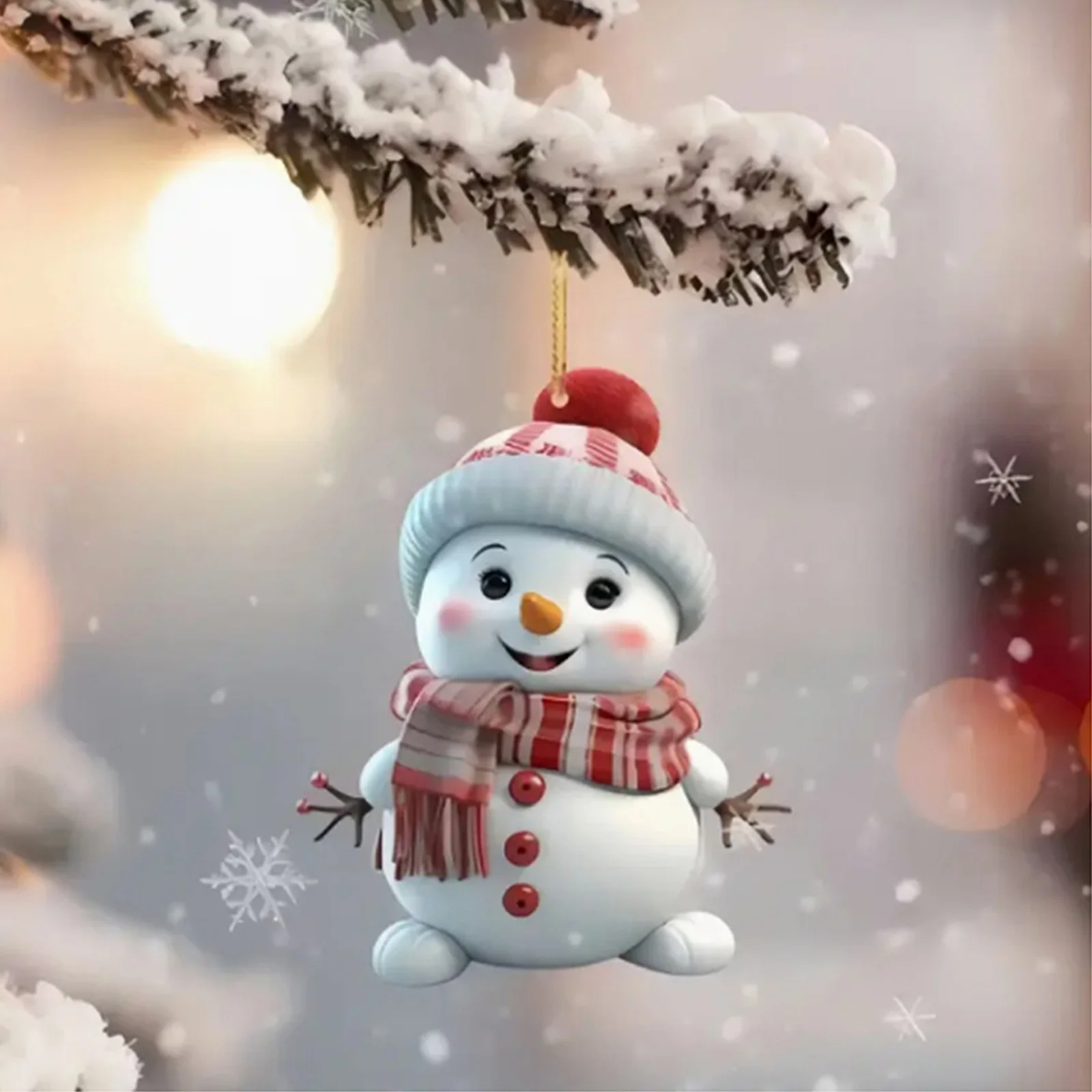 10 Stück/5 Stück Weihnachts-Autospiegel-Ornamente - Schneemann Acryl-Hängedekorationen für Baum, Weihnachtsdekoration – Detail 5