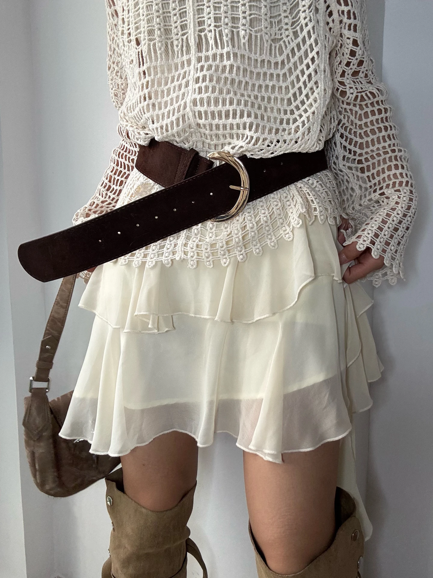 1pcs wide-edged retro belt for women, vintage design, unique personality leather belt, fashionable brown decoration, versatile f