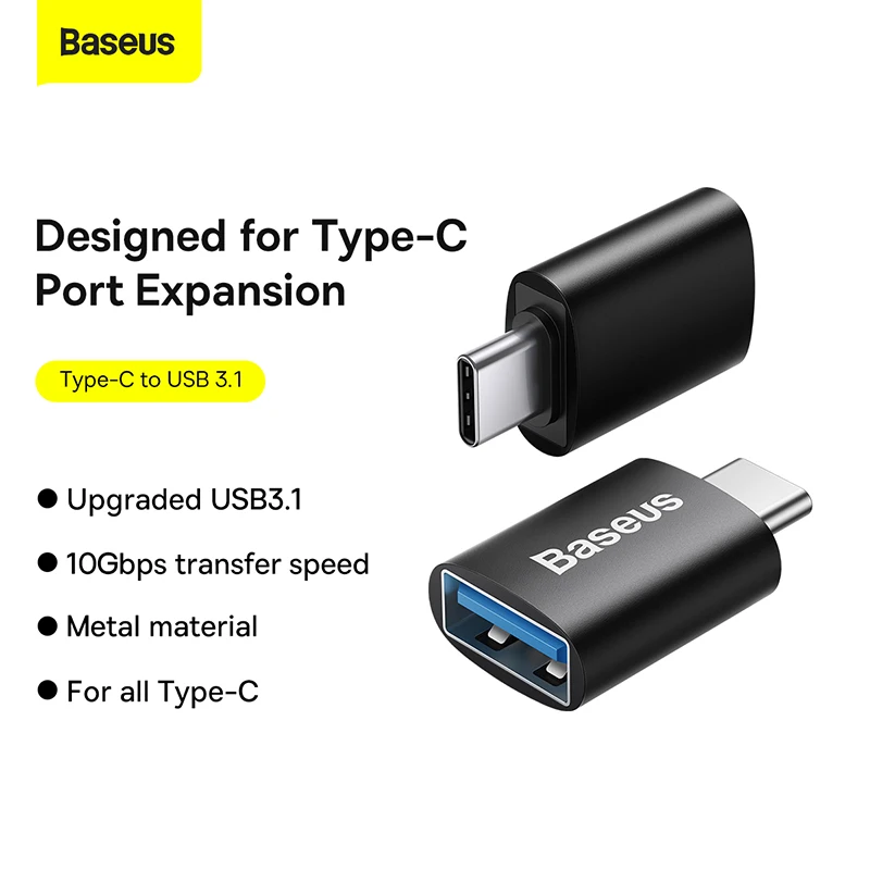 Baseus USB Male to USB Type C Female OTG Adapter Converter for Macbook PC Male USB OTG Adapter TYPE-C Female Data Charger Cable