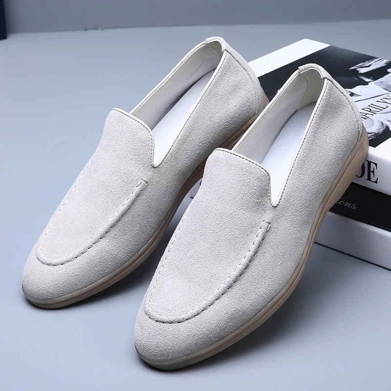 Large Men Retro Suede Loafers Are Breathable Non Slip Simple Lightweight Comfortable for Daily Commuting