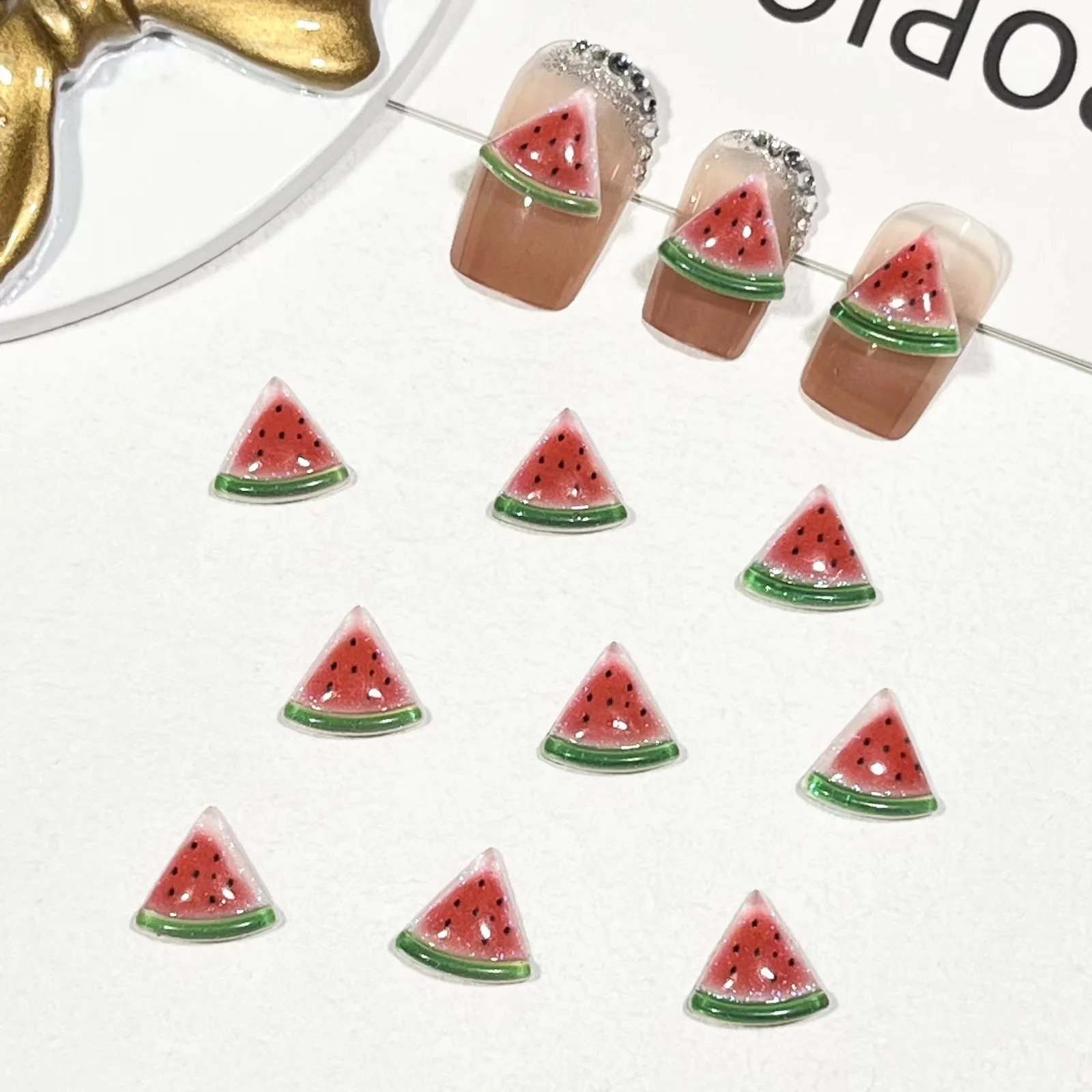 20pcs niedlichen Frucht nagel anhänger Harz Pfirsich Erdbeer nagels chmuck 3d klare Strass teile kawaii Nagel liefert Zubehör – Detail 16