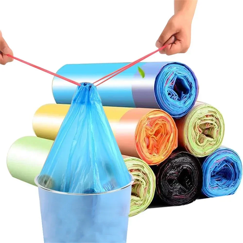 150pcs /1 roll has 15 garbage bags Drawstring Garbage Bag Thickened Garbage Disposal Bag Kitchen Toilet Garbage Storage Bag