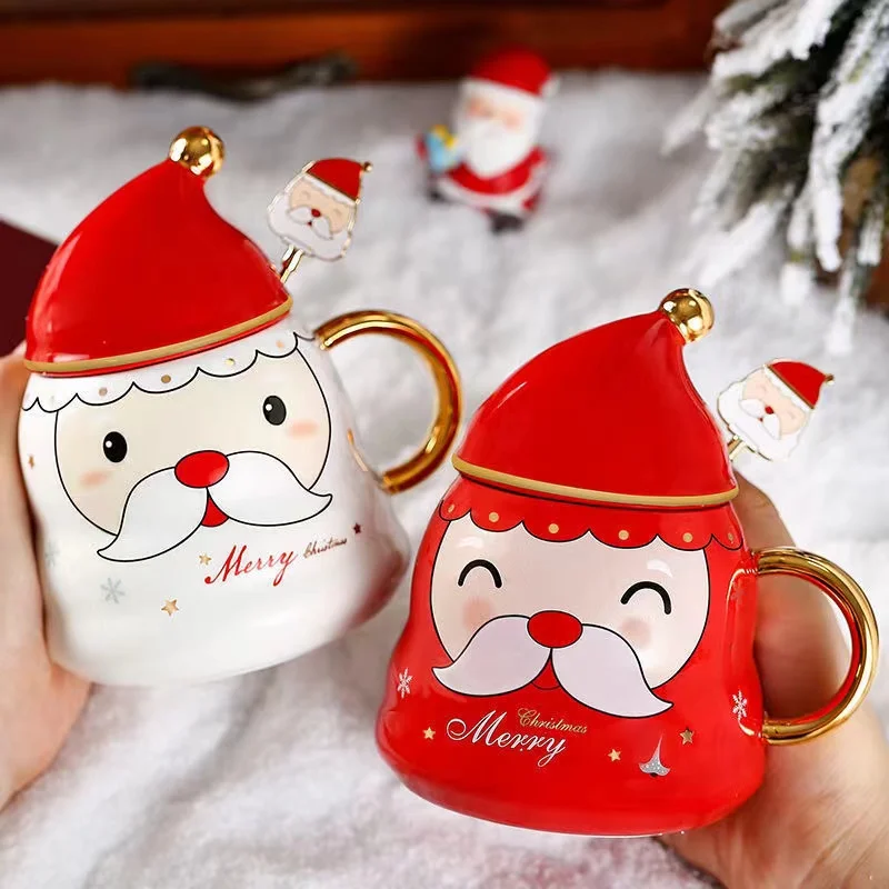 

Christmas Tree Mug Ceramic Santa Claus Cup Christmas With Cover Drinking Cup High Beauty Hand Gift Boys And Girls