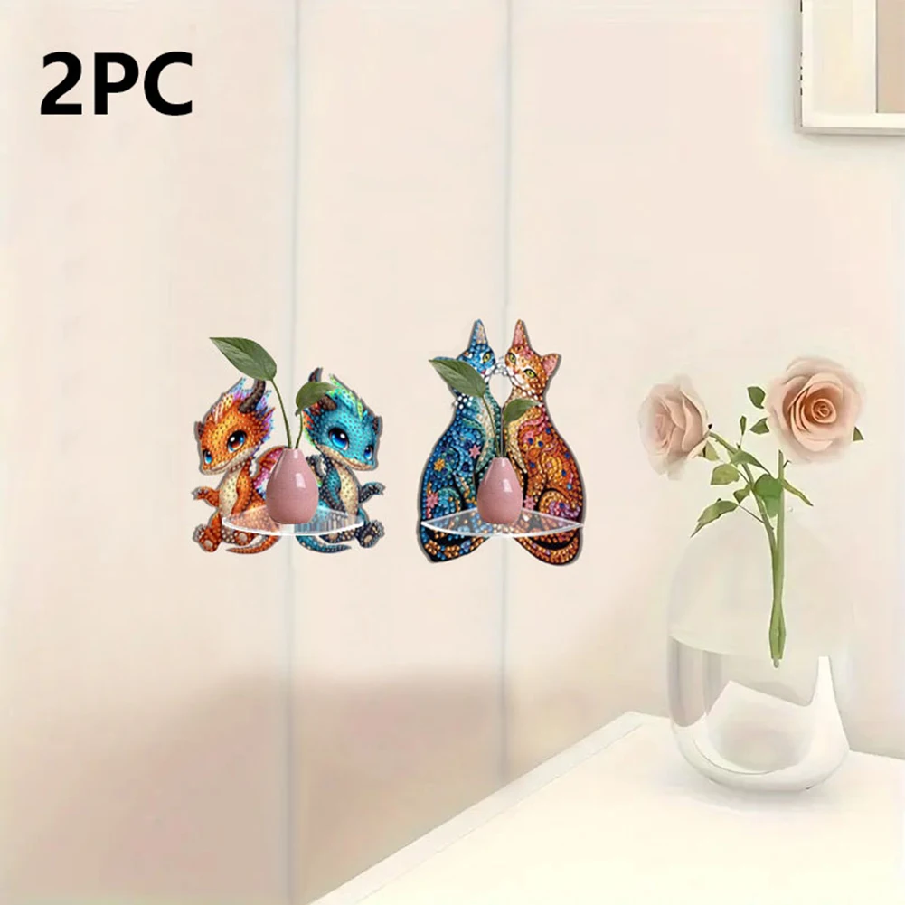 

2pcs 2D Flat DIY Diamond Art Pendant Diamond Painting Set Corner Storage Decoration Partial Drill DIY Home Decor Hanging Charm