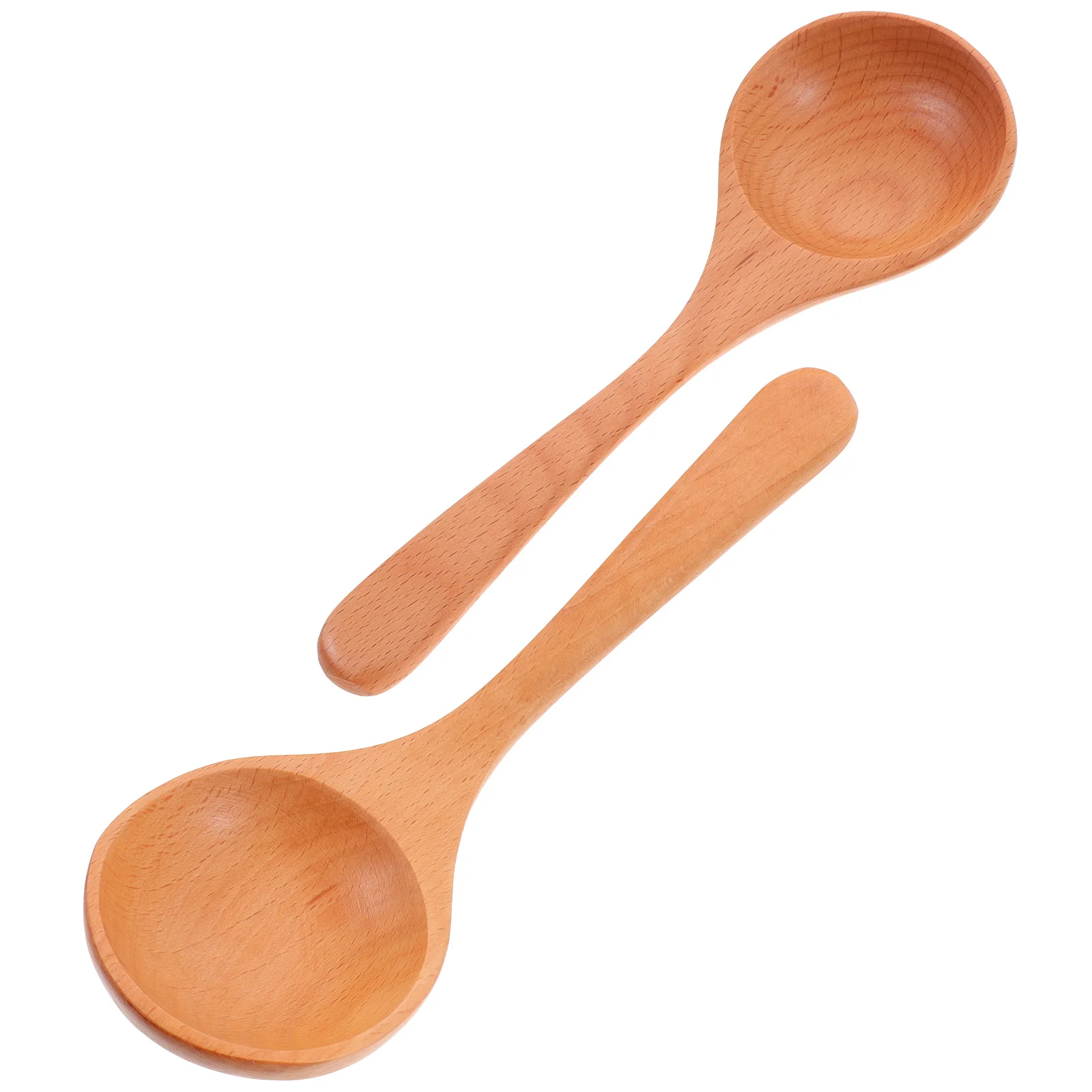 

2Pcs Wooden Soup Spoons Sturdy Anti-Scalding Dessert Porridge Rice Scoop Delicate Design Natural Kitchen Decorative