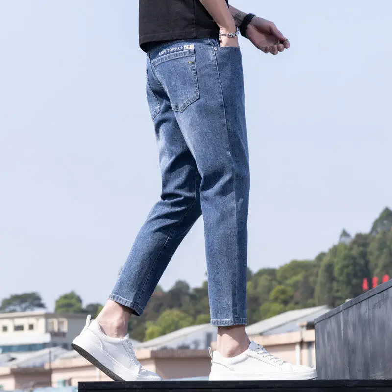 

Мужские джинсы Slim Fit, повседневные, размер XS (26-27 дюймов), из хлопка и полиэстера, эластичные, стрейч, деним, укороченные