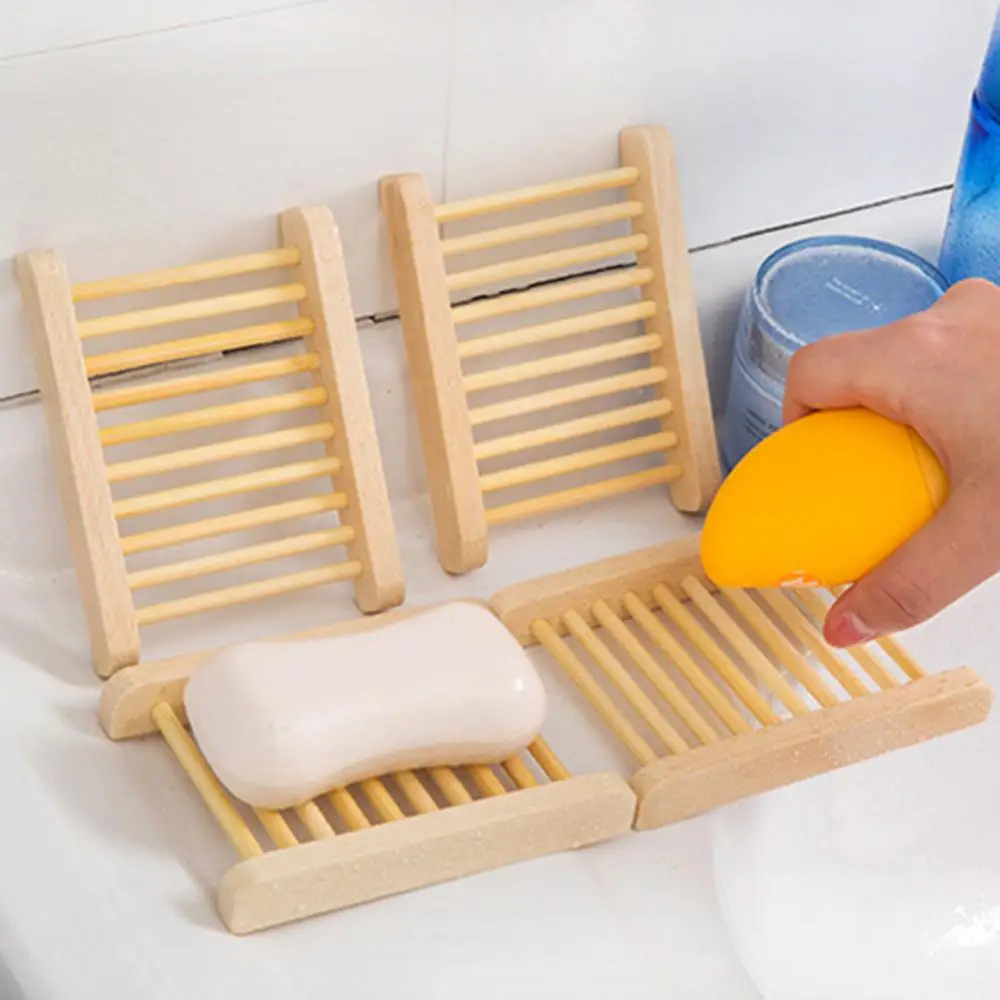 Bandeja de almacenamiento de esponja de jabón de madera Natural, soporte de drenaje, organizador de cocina de baño, platos de jabón portátiles, gran oferta