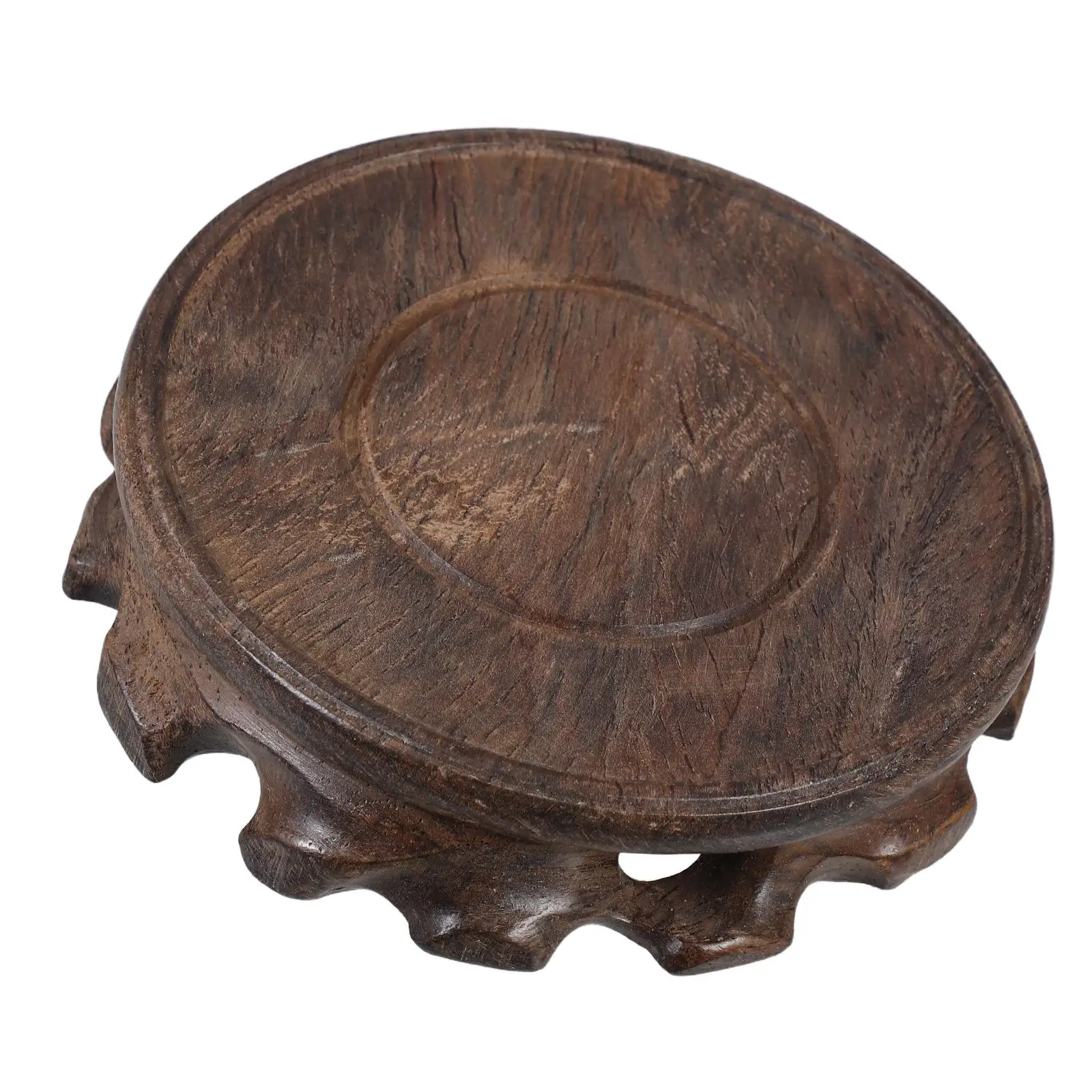 

Flower Pot Base Vase Display Stand Plant Bonsai Solid Wood Teapot Round Wooden Riser Oriental
