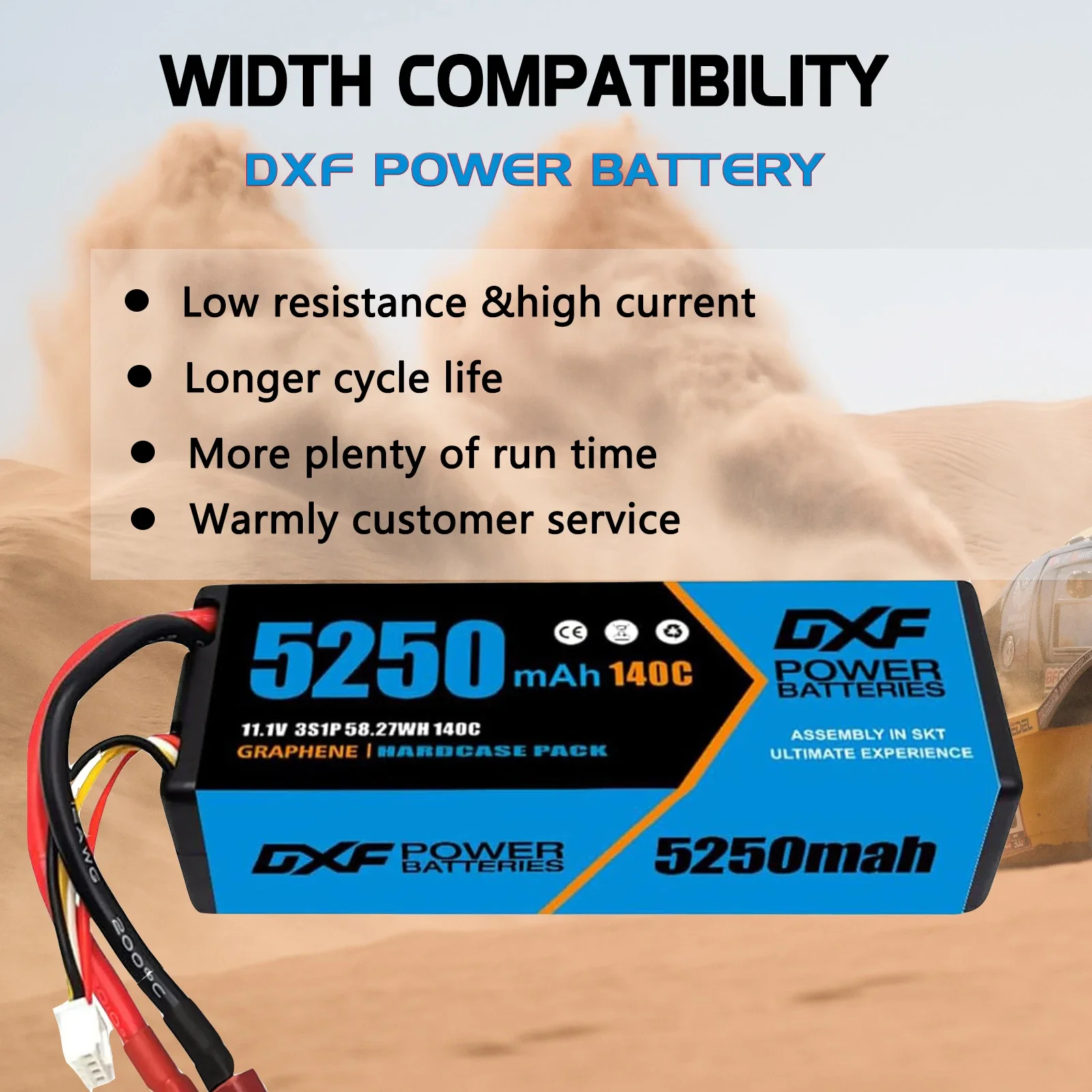 DXF 11.1 فولت 140C 5250 مللي أمبير 3S يبو بطارية مع EC5 T عمداء موصل هاردكيس البطارية ل RC سيارة قارب شاحنة هليكوبتر طائرة #6