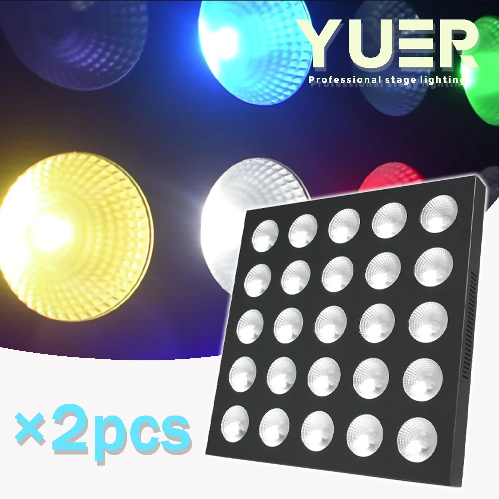 2pcs LED Matrix Blinder Light RGBW  4in1 25x30W DMX Stage Uplighting Extension Individual Control for Christmas Show Concert