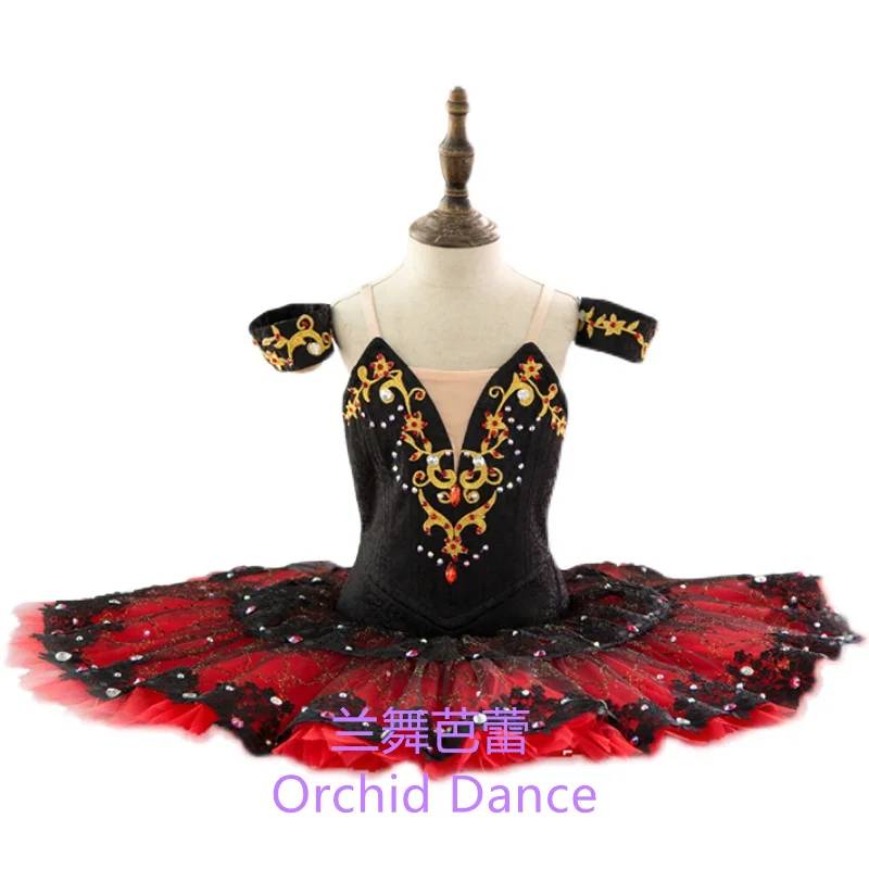 

Contains Lining High Quality Professional Custom Size Classical Adult Girls Black Red Bird Ballet Tutu Costumes