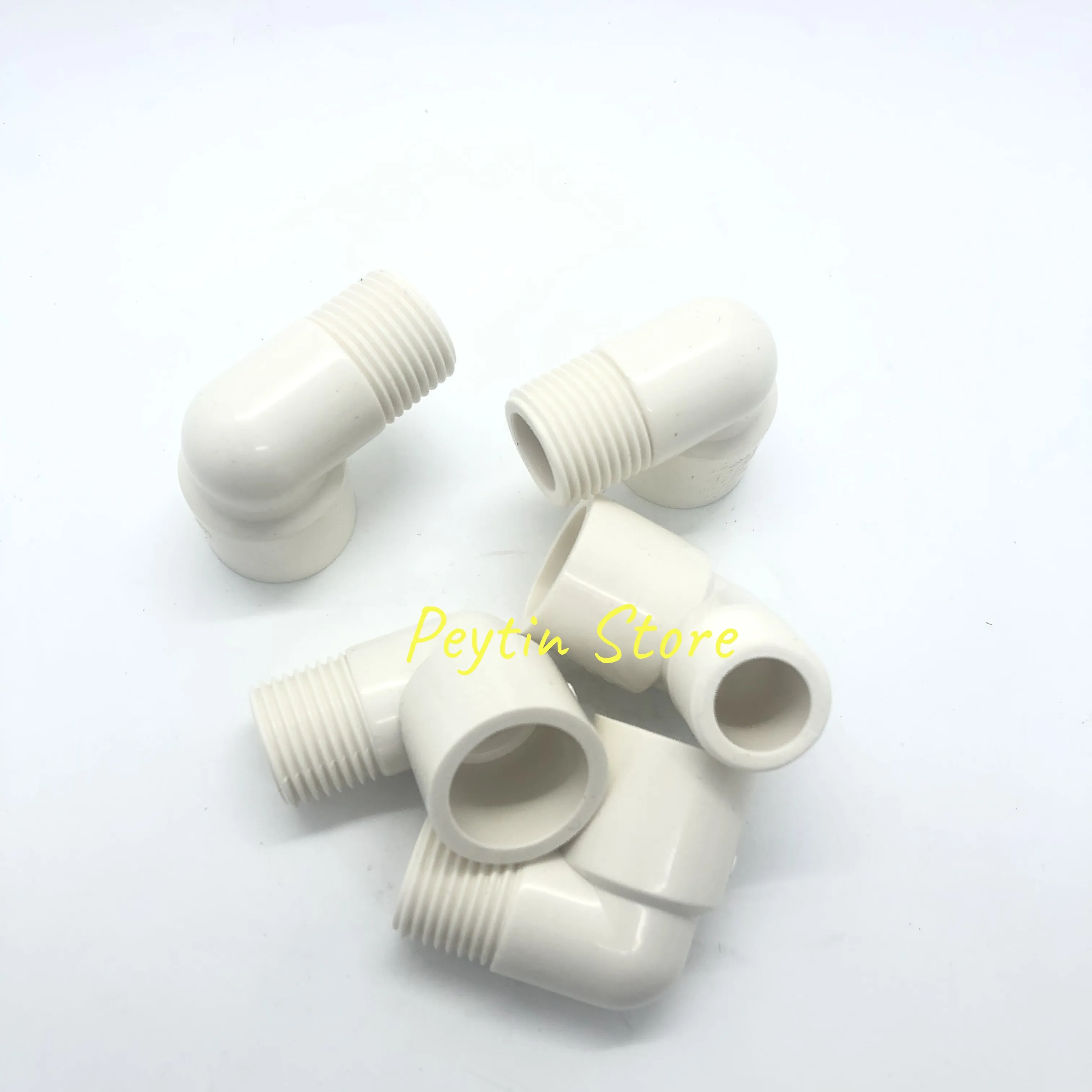 5 uds diámetro interior 20/25/32mm x 1/2 "3/4" 1 "rosca macho PVC blanco 90 ° Accesorios de tubería de agua con junta de codo de plástico