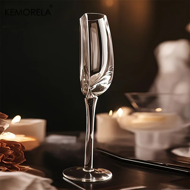 

European Creative Crystal Glass Half Red Wine Cup Champagne Glass for Home Use Semi Circle Design