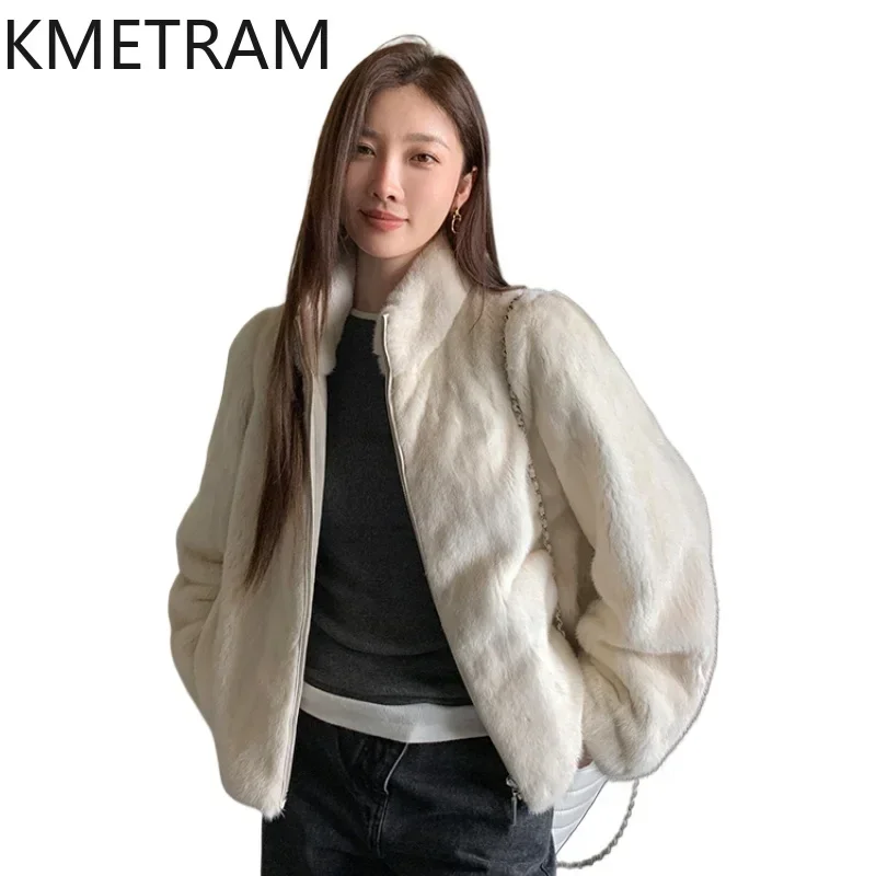 Natural Mink Fur Jacket High Quality Stand Collar Fur Coat Women Luxury Clothes New Arrivals Jackets for Winter 2024 Fourrure