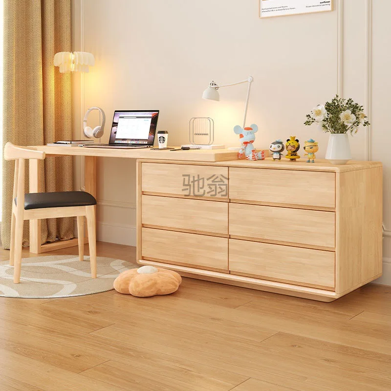 Solid wood dresser, chest of drawers, integrated home corner desk, modern and simple bedroom, storage, makeup