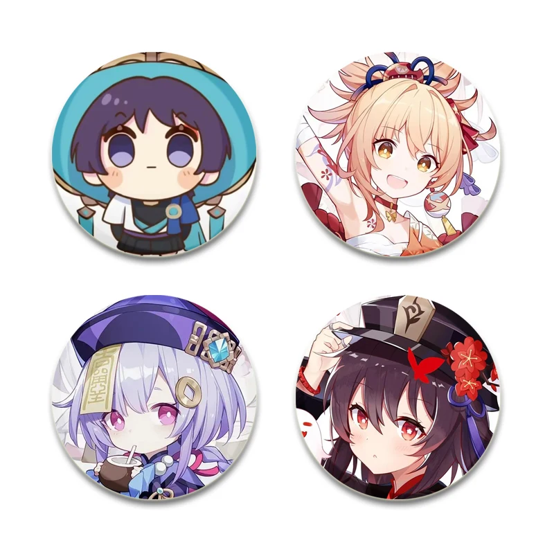 Genshin Impact Badge Cute Game Anime Lapel Pins 32/44/58mm Round Brooches for Backpack Clothes Accessories Fan Jewelry Gifts