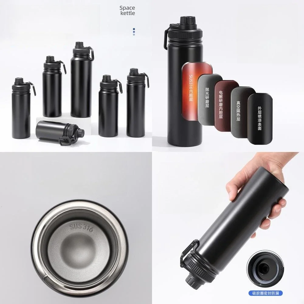 

12/18/25/32 унций, космический горшок из нержавеющей стали 304, двухслойная бутылка для воды с вакуумной изоляцией, большая емкость, спортивная чашка для воды на открытом воздухе