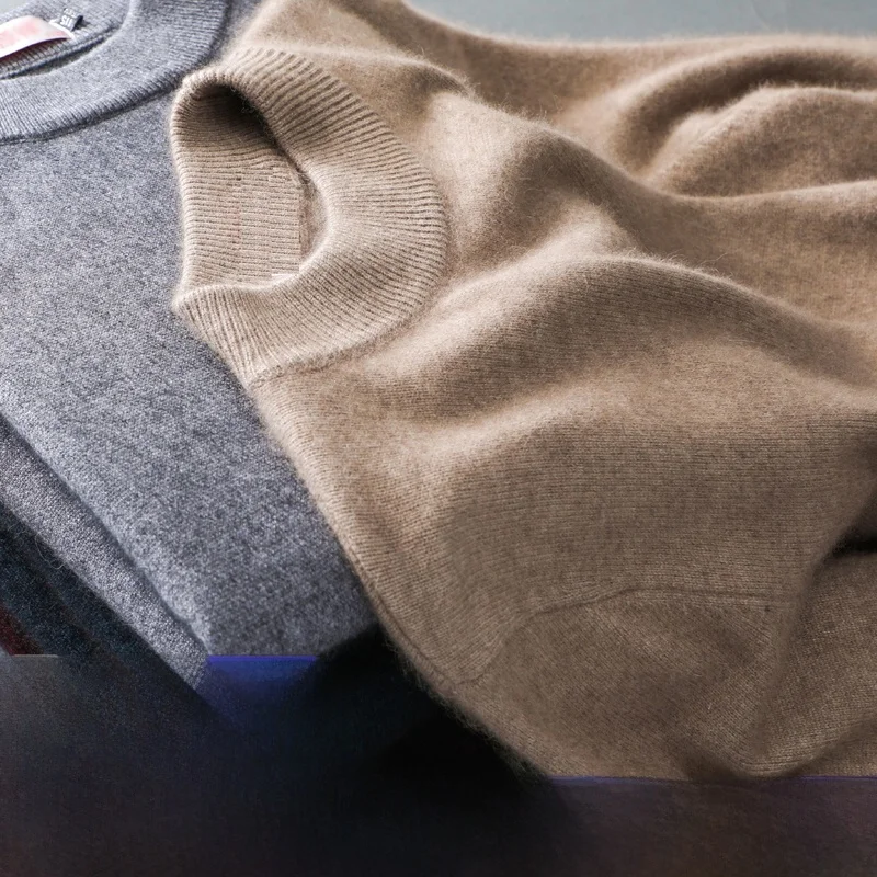 

Men's Thiened Warm f High Collar Knitted Loose Base irt Pure Color Winter Faion Ci Casual Long Sve Busin Cas...